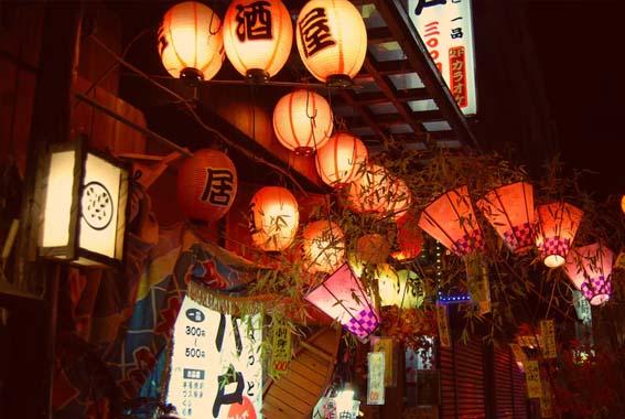 Traditional Yokocho Lantern Street at Night