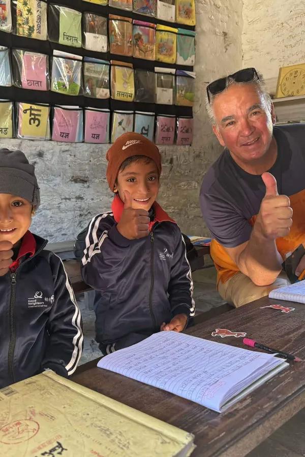 Gurung village school visit Annapurna foothills Nepal