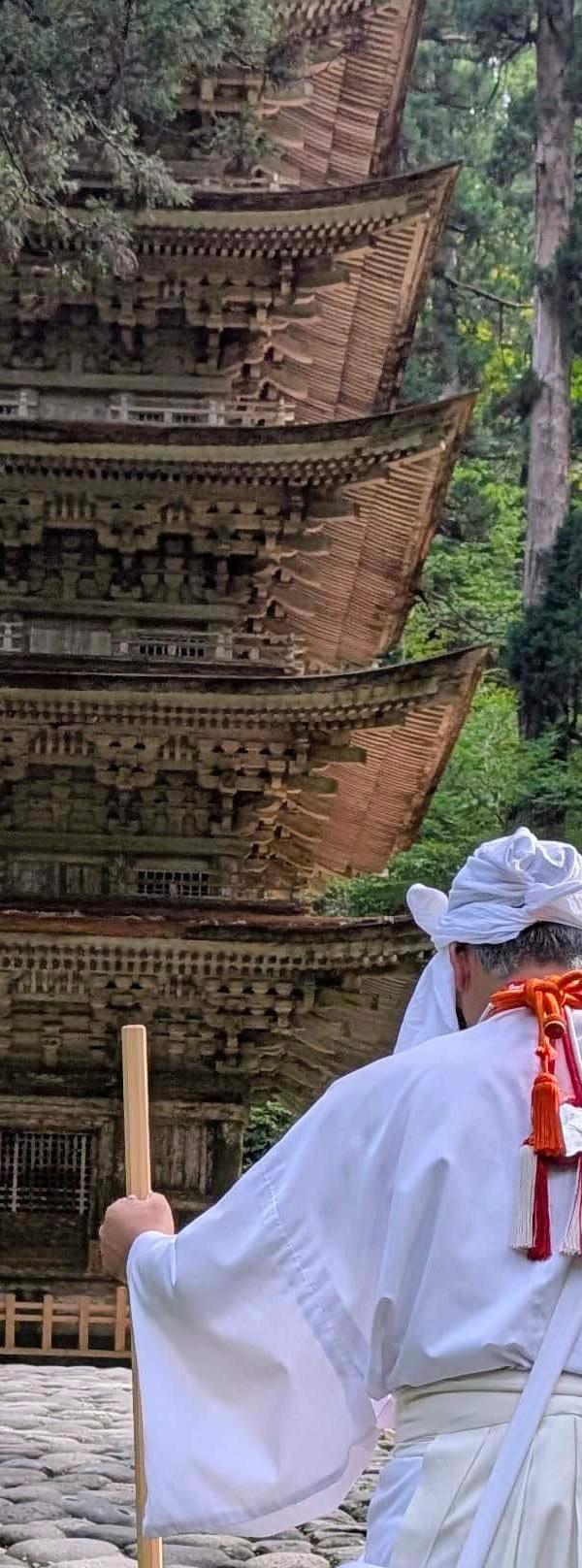 Yamabushi Monk Leading Guests on Mt Haguro, Basho Tohoku Japan
