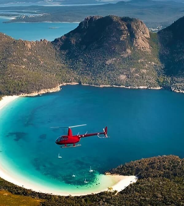 Scenic Helicopter Flight Over Wineglass Bay to East Coast Winery